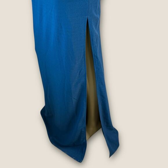 Maniju Long Gown Formal Dress Womens L Teal Spaghetti Straps Side Slit NWT - Picture 7 of 14